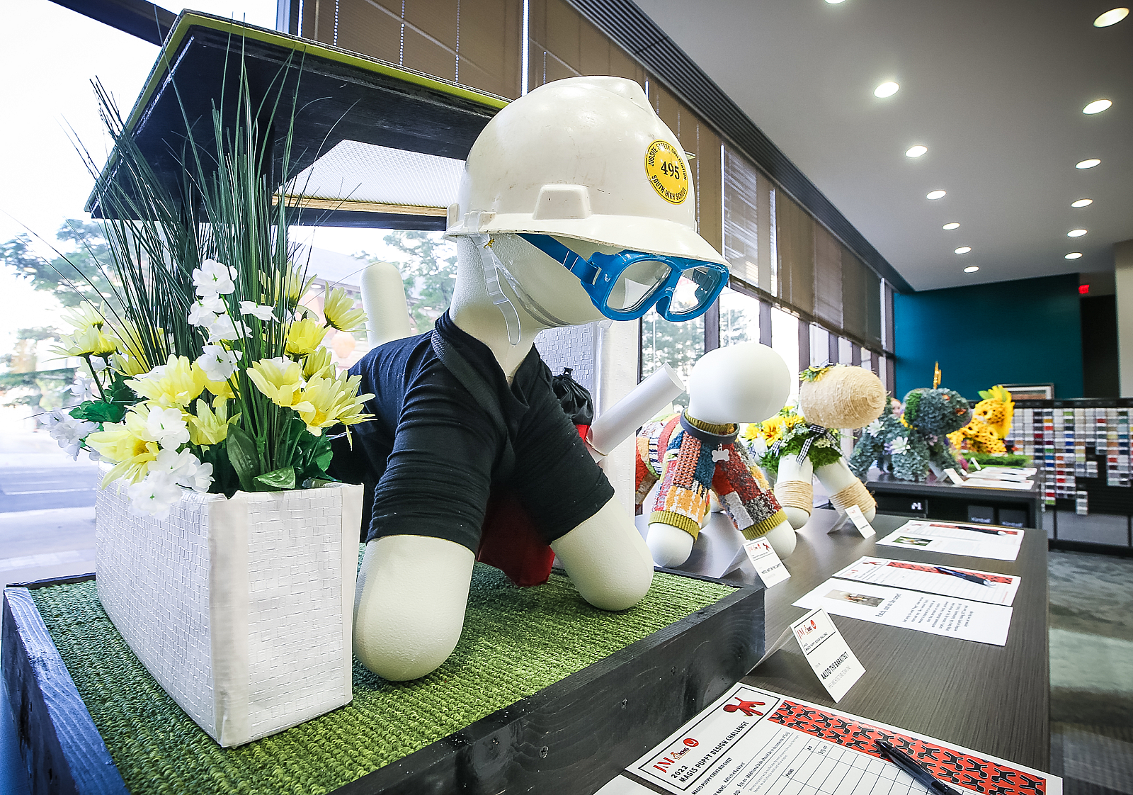 Magis puppy event - countertops with design competition puppies to be judged.