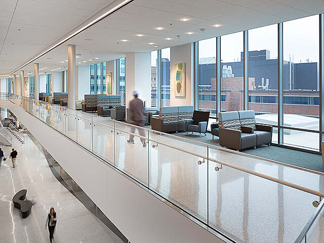 The mezzanine above the main lobby