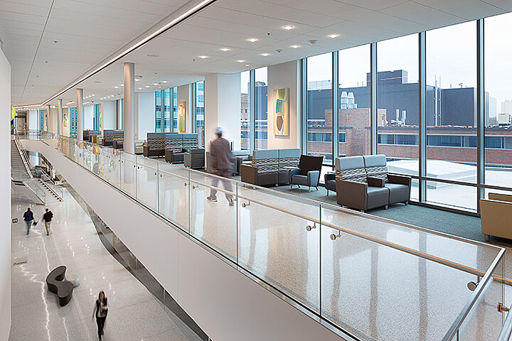 The mezzanine above the main lobby