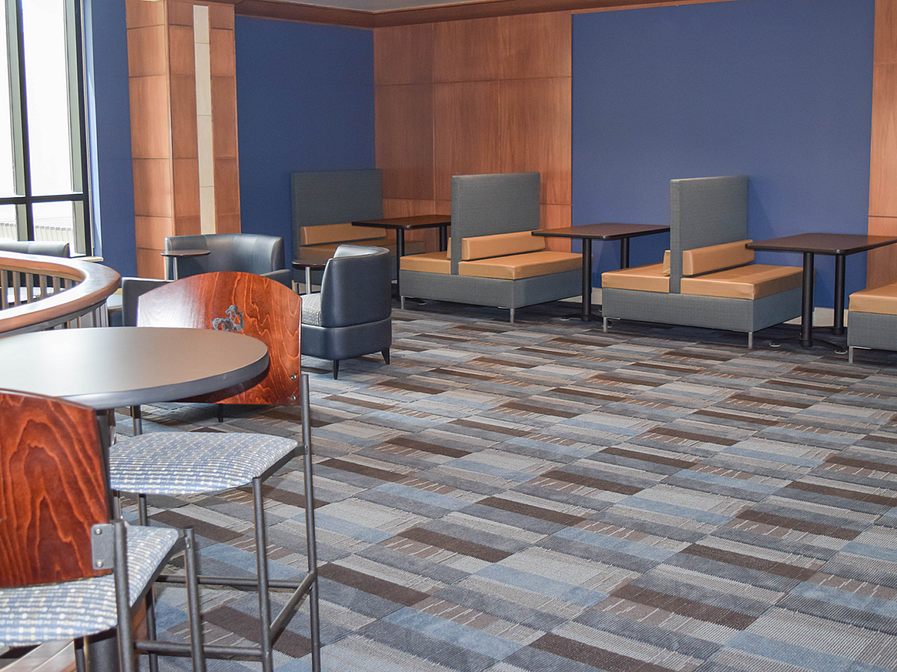 Washburn University Welcome Center Gallery Booths and Cafe Tables